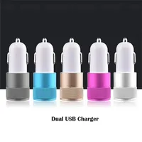 Universal Car Charger 2.1A+1A Dual USB Ports Metal Alloy Chargers for Iphone Samsung HTC Android Phone PC MP3 Wholea21275t246V