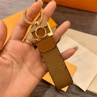 Dropship Classic Yellow / Brown PU Leather Key Ring Chain Accessories Fashion Keychain Keychains Buckle For Men Women with Retail 257C