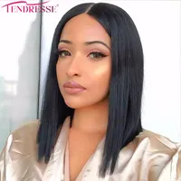 100％Remy Human Hair Short Bob Straight Lace Frontal Wigs Middle Part HD Lace 13x4x1 Peruian Hair Lace Wigs for黒人女性