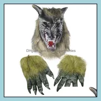 Wild Wolf Mask Halloween Scary Head ER Bloody Killer Peluche Cosplay Horror Animal para niños Adts Fancy Dress Party Drop Party 2021 Máscaras Fe