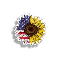 4 "USA Drapeau Scanner Sunflower Sticker Sun Flower Ordinateur portable Carte de voiture Vitre de voiture de pare-chocs