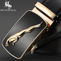 Jifanpaul Genuine Leather Mens Simple Diseñador de moda Belt Bint Patrón de la aleación decorativa Hebilla automática 220726