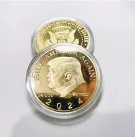 Trump 2024 Gold Coin Case America Tekrar Hatıra Zanaat Metal Rozeti Çift Renk GJ0224