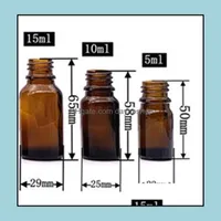 Botellas de embalaje Oficina de la oficina Negocio Industrial 100 PCS Amber Glass Dropper Bottle 5ml 10ml 15ml 30ml con B dhjli