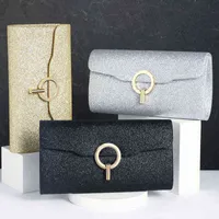Elegant Solid Color Banquet Bag Luxury Metal Clasp Women Handbag Designer Shiny Dress Evening Bags Arrival Purse XA272H 220526