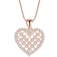 Lockets Love Heart Crystal Zircon Diamonds Gemstones Pendant Necklaces For Women Rose Gold Color Choker Jewelry Gifts Bridal Accessories