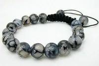 Men's Shambhala bracelet all 10mm NATURAL DRAGON VEINS AGATE stone beads