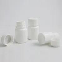 500pcs White plastic bottle with screw cap 10ml 15ml bottles for pills HDPE medical capsule container with tamper proof cap258c