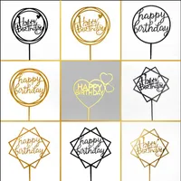 Otros suministros de fiestas festivas 10 piezas/lote Multi -styly acrílico Hand Writing Happy Birthday Cake Topper Decoración para el encantador regalo de regalo