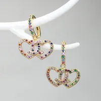 Dangle & Chandelier 10pair lot Fashion Rainbow Heart Shape Cz Charm Earring Colorful Cubiz Zircon Component Wholesale Pendant EarringDangle