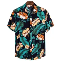 Mens Hawaiian Blouse Etnisk Losse Short Sleeve Casual Zomer Fashion Printing Shirt Hoge Kwaliteit Men's T-shirts