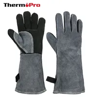 ThermoPro GL02 500 Warmteweerstandsbestendige grill BBQ Gloves Leather Smeder lashandschoen 40 cm met magnetron met lange mouwen Mitts 220510