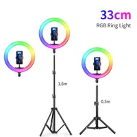 12inch RGB Led Ring Light With 0.5 1.6 Tripod Colorful 33 26cm Photographic Selfie Lighting For Youtube Live With Remote Control W220414