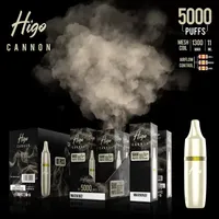 Authentische Higo -Kanonen -Einweg -E -Zigaretten 5000 Puffs 1300mAh Battery Vaporizer Stick Vapor Kit 11ml Vorgefüllter Maschenspulen Vape vs Randm