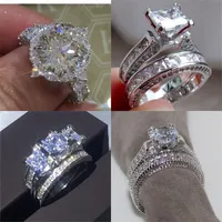 Bridal Elegant Wedding Rings Set for Women Engagement Fashion Jewelry With Full Shiny Cubic Zircon Female Ring 291 D3