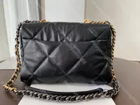 10a üst katmanlı orta 19 flep çanta 30cm lüks tasarımcılar gerçek deri koyun derisi kapitone çanta çanta crossbody siyah omuz altın saplı çanta cüzdan zincir