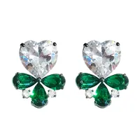 Stud Huitan Gorgeous Heart Earrings Green Bridal Wedding Engagement Party Accessories Fancy Gift Statement Jewelry For Women