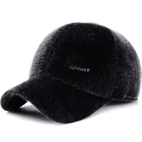 Xeongkvi imitazione artificiale visone capelli berretto da baseball autunno inverno marca vecchio uomo protezione orecchio 220317