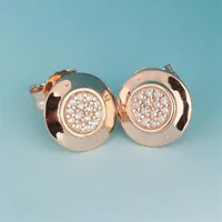Whole- 18K Rose Gold Stud EARRING set Original box for Pandora 925 Silver CZ Diamond Earrings for Women Fashion accessories3058