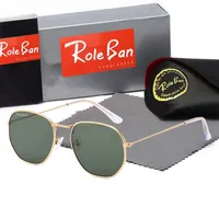 Role Ban Top Quality Glass Lens eyeglass Men Classic Brand Retro women Sunglasses Luxury Designer Eyewear Pilot Hexagon Sun Glasses UV Protection spectacles