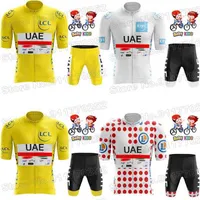 2022 EAU EQUIPO CYCLING Jersey Sets France Tdf Cycling Clothing Amarillo Verde blanco Polka Polka Road Bike Shirt Traje de bicicleta