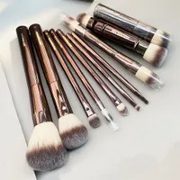 Hourglass Makeup Brushes Set - 10-PCs Pulver Blush Eyeshadow Crease Conrealer Eyeliner Smudger Dark-Bronze Metal Handle Cosmetics Tools