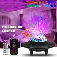 UFO LED Night Light Star Projector Bluetooth Remote Control 21 Colors Party Light USB Laddar Family Living Children Room Decoration Gift Ornament