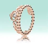 Cute Women Girls Jewelry RING 18K Rose gold 925 Sterling Silver Rings for Pandora Princess Tiara Crown Ring sets with Original log300u