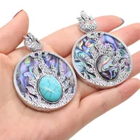 Pendant Necklaces 2022 Natural Abalone Shell Round Flame Rose Quartzs Charms For Handmade DIY Necklace Making Jewelry Findings 45x45mm