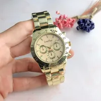 Wristwatches Fashion Three Eye Style Strip Brand Watches Silver Gold Rose Stainless Steel Nails Quartz Watch Female Clock