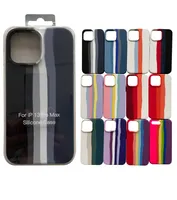 Rainbow Liquid Silicone Hard Phone Falls för iPhone 13 12 11 Pro Max Mini XR XS X 8 7 Plus med detaljhandelspaket med tyg i full täckning