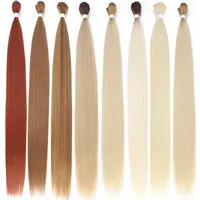 Raka hårförlängningar värmebeständiga syntetiska hårbuntar färgglada hög temperatur cosplay brunt blont hår 220622