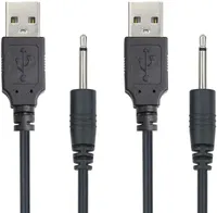 2Pack USB para cabo de carregamento DC 2.5mm, cabo de carregador vibrador para massager de varinha recarregável (preto)