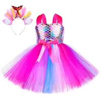 Mermaid Princess Tutu Dress Girls Kids Role Play 의류 테마 파티 Up Toddler Birthday Carnival Come l220715