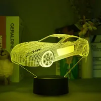 Nachtlichter Sportwagen 3D-Illusionslampe für Schlafzimmer Dekor Nachtlicht Farbwechsel Fernbedienung LED-Lichttisch-Geschenke Kinder