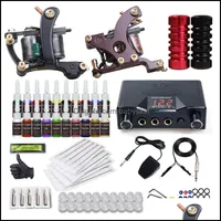 Complete Tattoo Kit 2 Hines Dual Power Supply 20 Inks Needles Tips Grips Hw-21-1 Drop Delivery 2021 Local Dispatch Of Tattoos Body Art Hea