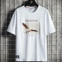T-shirts masculins anbican fashion d'été hommes animaux liberté imprimer à manches courtes coton tshirt mâle haut surdimension