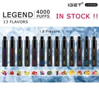 100% Original IGET Legend Disposable Pod E-cigarette Device Kit 4000 Puffs 12ml Prefilled Pods Cartridges Stick Vape Pen Authentic King Mega Legend In Stock