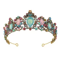 Headpieces Bijoux de Tete Mariage Vintage Colored Diamond Crown Luxury Wedding Headpiece Tocado Boda Invitada Cheveuxheadpieces