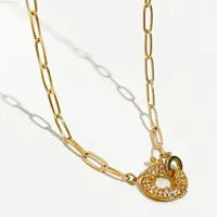 Collar rectángulo de color dorado de PERIBOX con collares románticos colgantes de circón de circón de círculo brillante para la fiesta L220812