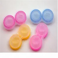 Plastic Contact Lens Box Holder Portable Small Lovely Candy Color Eyewear Bag Container Contact Lenses case randoml colors319G