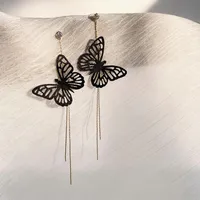 Chandelier enveloppe vintage Black Butterfly Long Tassel Drop Earrings For Women Lace Made Fashion Fashion Party Bielry Giftsdangle
