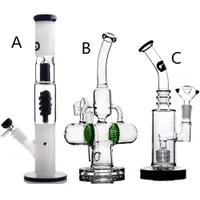 Milky Spiral Grace Glass Bong Hookahs Bubbler with Tire Honeycomb Dab Rigs Thick Percolator Freezable Coil Condenser Water Pipes Diffuser Stem Smoking Shisha
