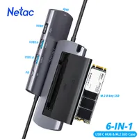 NetAC SSD M2 Caso USB Hub Tipo C SSD M2 6 In 1 Caso 4K Adattatore HDMI NVME Enclosure PCIE NGFF Disk Caso esterno per laptop