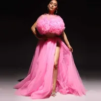 Gonne gonfie lunghe in tulle rosa baby per donne fatte su misura tutu tutu elastica elastica sweep treno di compleanno gonne.