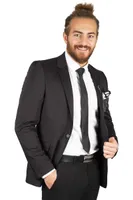Men's Suits & Blazers DeepSEA Male Black Luxury Blazer Coat Suit Jacket Tight-Fitting Mould Single Button Double Slash Four Seasons Daily Gr
