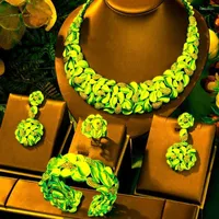 Pendientes Collar Godki Trendy Luxury African 4 Jewelry Sets for Women Wedding Party Crystal Dubai Bridal Set Half22