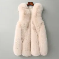 Zadorin 도착 Long Faux Fur Vest Fluffy Jacket Plus Size 여성 슬림 가짜 모피 코트 고품질 인공 모피 길렛 201214