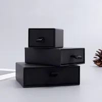 Pudełko papierowe niestandardowe pudełko biżuterii Chic Małe opakowanie na klejnotach na naszyjnik czarny szuflada z szuflady tekturowe pudełka na prezenty