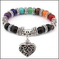 Bracelets de tênis Bracelete de meditação de joalheria para mulheres Tibetana Mala Coração Chakra Chakra Bracelet1 Deli Drop